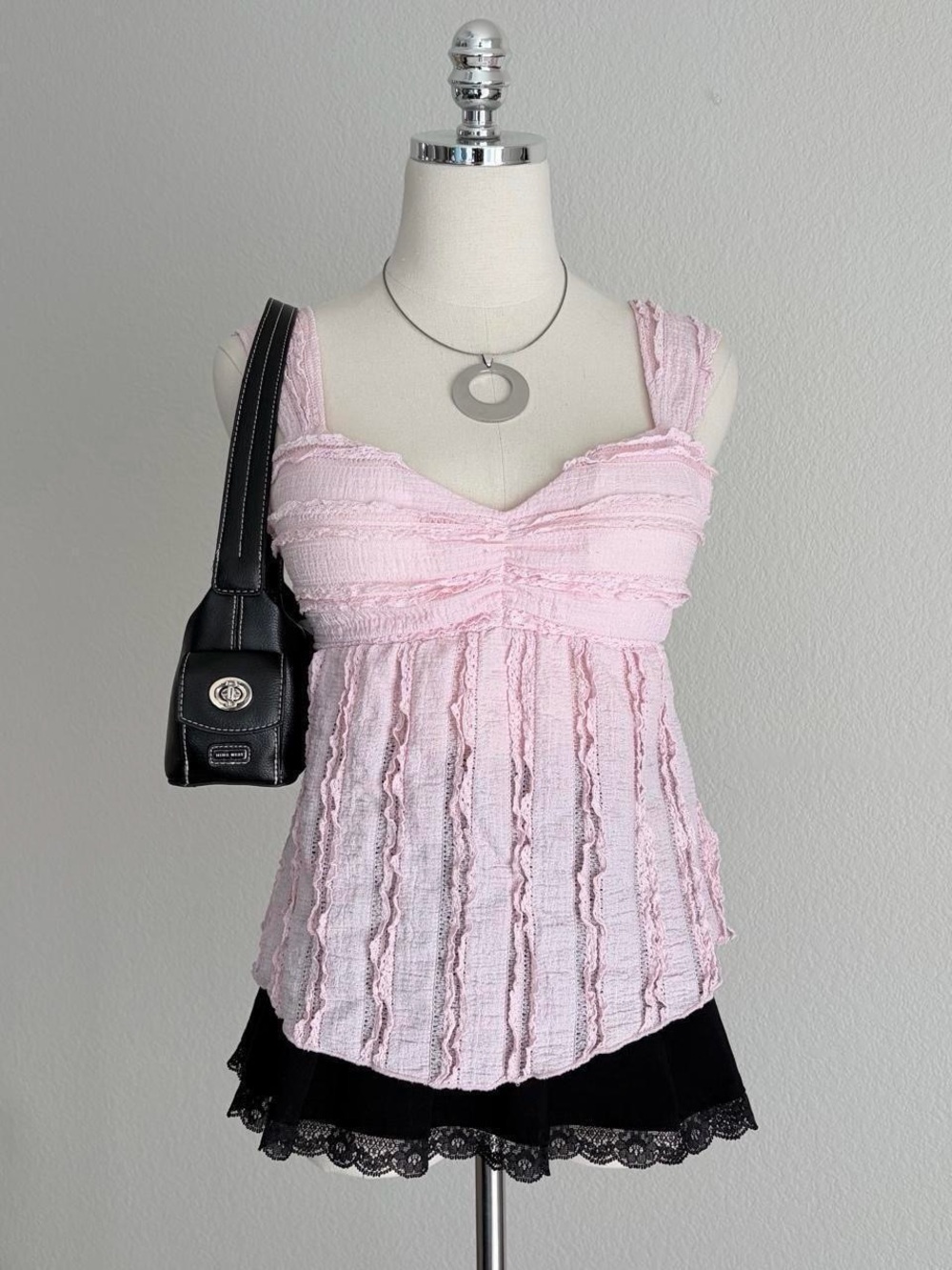 Derek Heart Pink Ruffle Tank - Picture 2 of 8